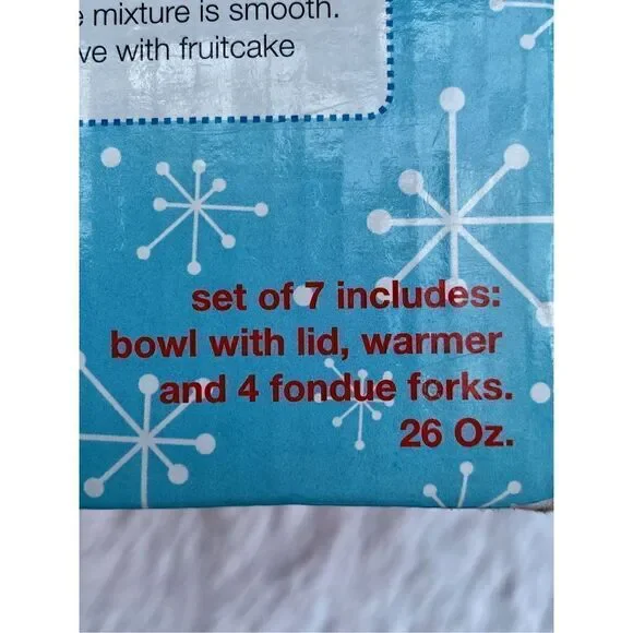 NIB NEW Boston Warehouse 7 PC HO HO HO Ceramic Santa Clause Fondue Set - Picture 8 of 14